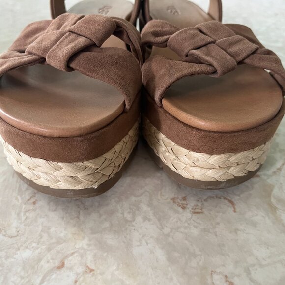 UGG Sz 8 Trisha Chestnut Suede Platform Sandal Jute Sole - Picture 5 of 11